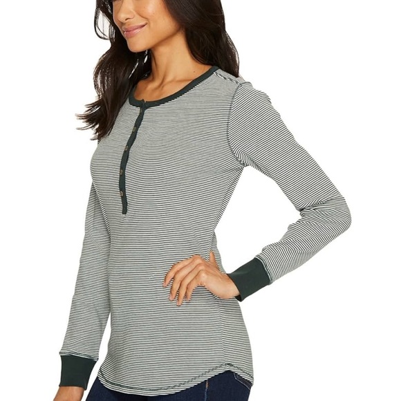 Royal Robbins Green Kick Back Striped Henley Shirt - Picture 2 of 7